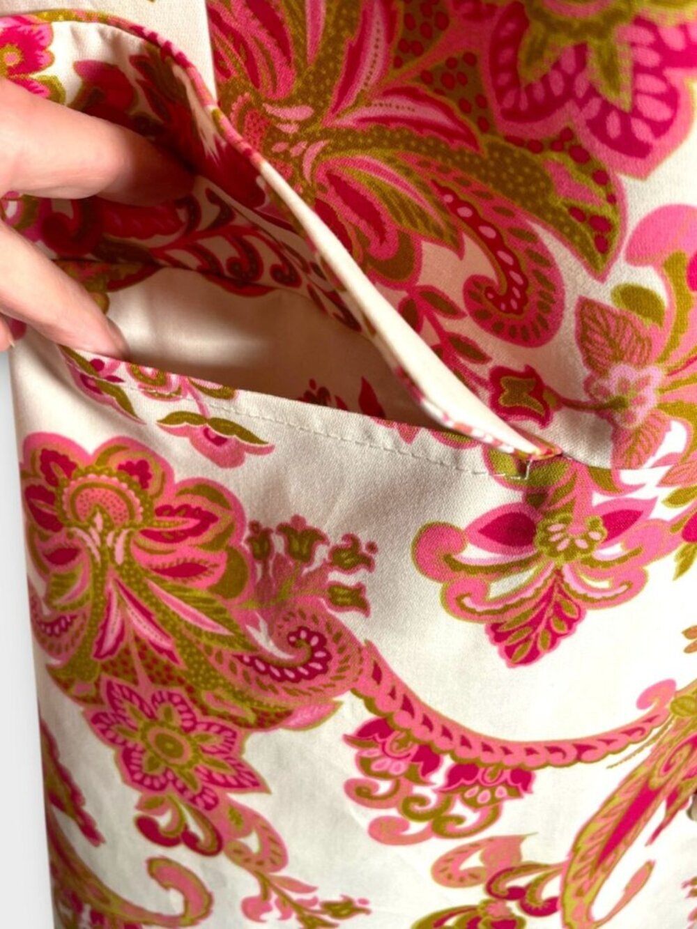 Willi Smith Trench Jacket LARGE 100% Cotton Lined Lightweight Spring Paisley - Picture 5 of 8